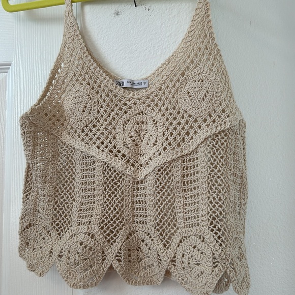 NWOT  ZARA Open Crochet strap tank top in Size Small - Picture 3 of 7